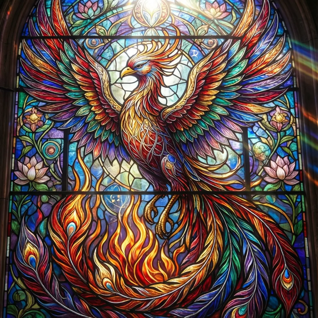 AI Showcase: A magical stained glass window design...